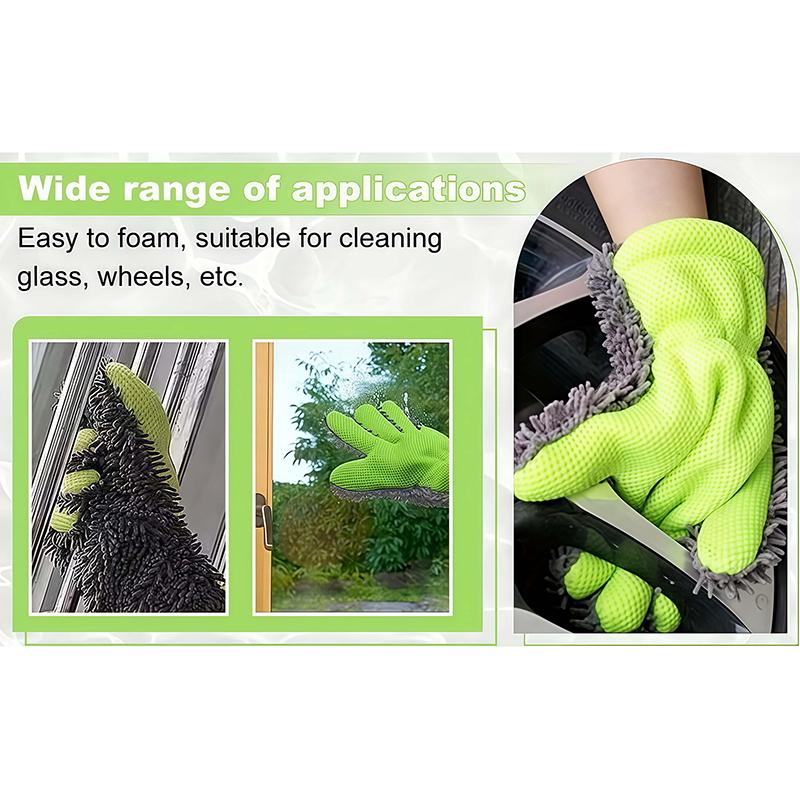 1/2Pcs Double-Sided Microfiber Car Cleaning Gloves 5-Finger Thick Brush Soft Detailing Towel Household Mesh Cleaning Cloth