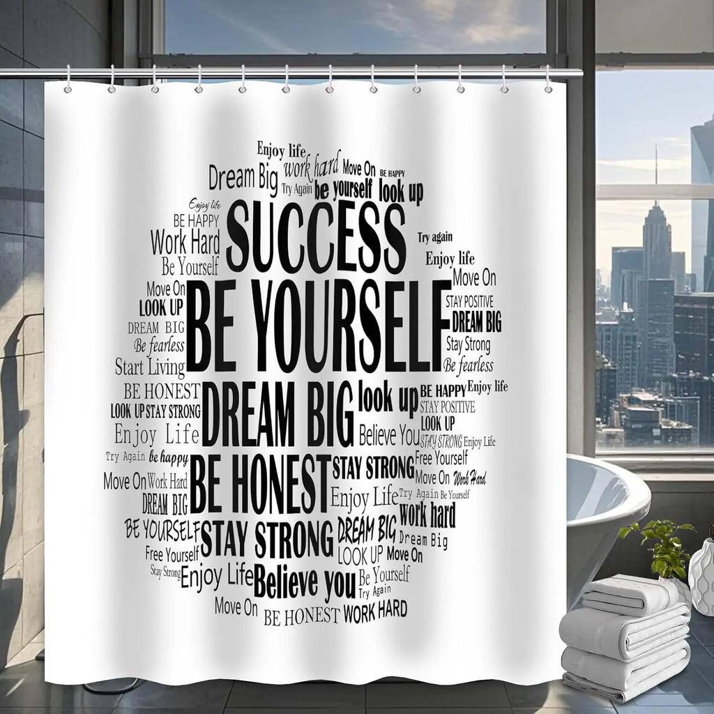 Modern Waterproof Bathtub Curtain Black And White Bathroom Decorative Shower Curtain 180x180cm 90x180cm