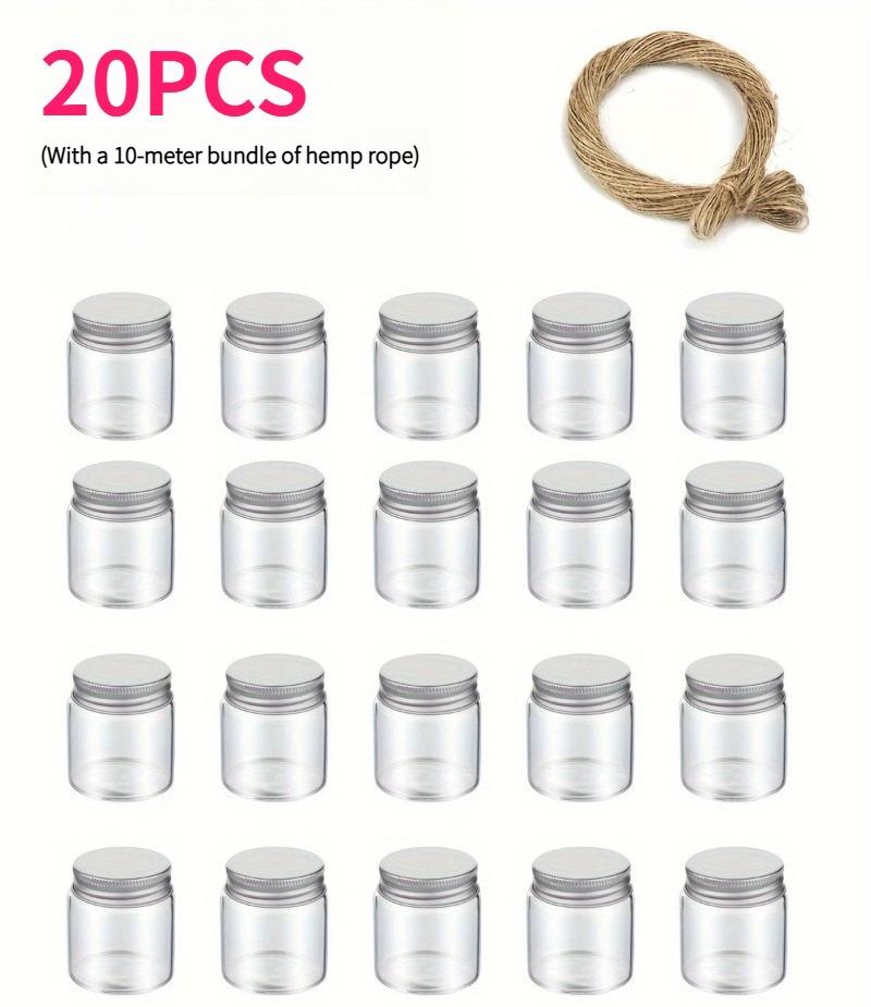 

20-Pack 50ml Glass Jars with Aluminum Lid & Rope Mini Sealable Bottles for Wedding Favors Seed Collection Samples Candle Storage