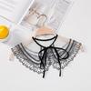 White Retro Hanfu Cloud Shoulder Shawl with Lace Trim & Embroidery for Women