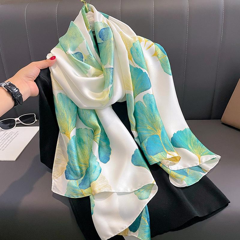New Sunscreen Scarf for Women New Silk Satin Versatile Summer Sunscreen Silk Scarf Mother's Day Gift
