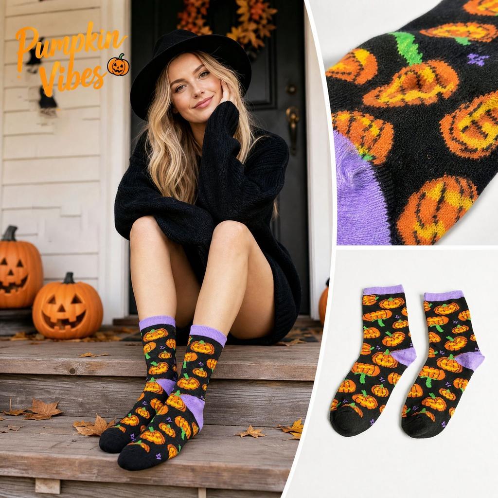 Halloween Printed Mid-Calf Socks Wicking Breathable Socks for Men Women Casual Daily Wear