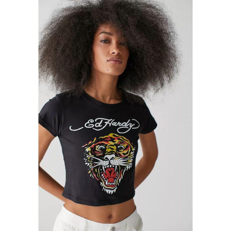 

American Style Short ~ Ed Original Summer New 15 Colors Gyaru Style Print Pattern Tight T-shirt T-shirt Women Black 4/no return M