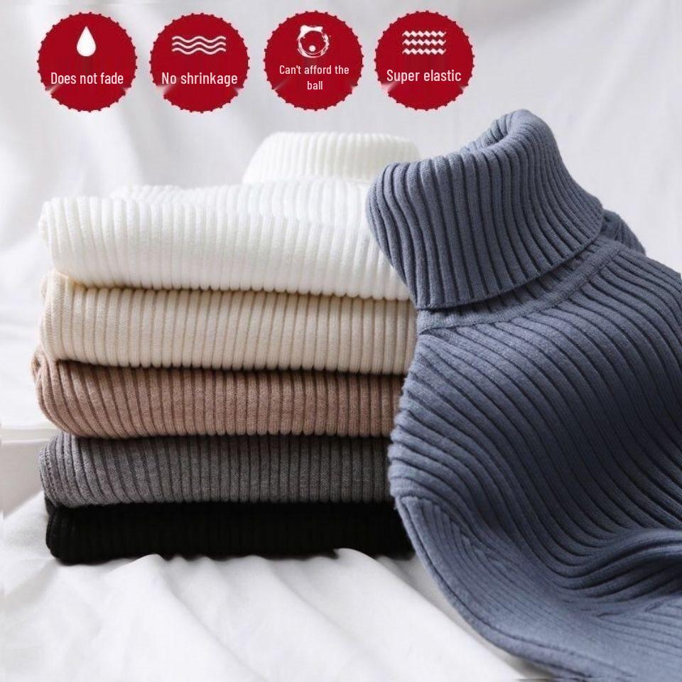 Women's Slim Fit Solid Turtleneck Sweater - Versatile Fashion Knit Pullover for Autumn & Winter