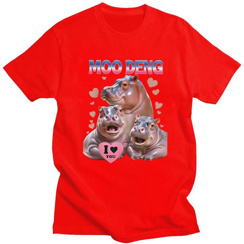 

Custom Moo Deng Meme T Shirt for Men 100 Cotton Tshirt Casual Tees Short Sleeves Tshirts S
