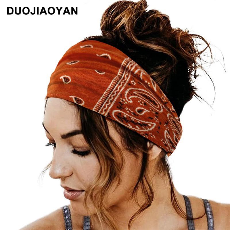 Paisley Knot Elastic Yoga Headband – European & American Style