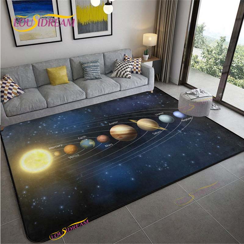 Cartoon Space Universe Planet Carpet for Living Room Bedroom Sofa Area Rug Kitchen Door Un-slip Floor Mat Alfombra Birthday gift