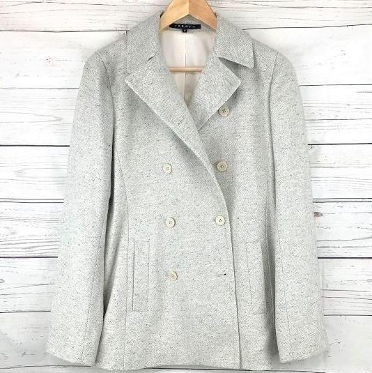 

Theory Silk Wool Chester Coat Beige Gray Size 2(USED)
