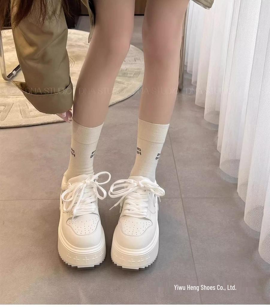 Baskets blanches à semelles épaisses pour femmes: Chaussures à plateforme automne 2025, Style sportif décontracté polyvalent augmentant la hauteur