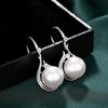 Silver Plated Teardrop Pearl & CZ Jewelry Set, Elegant Drop Earrings & Pendant Necklace Set for Women
