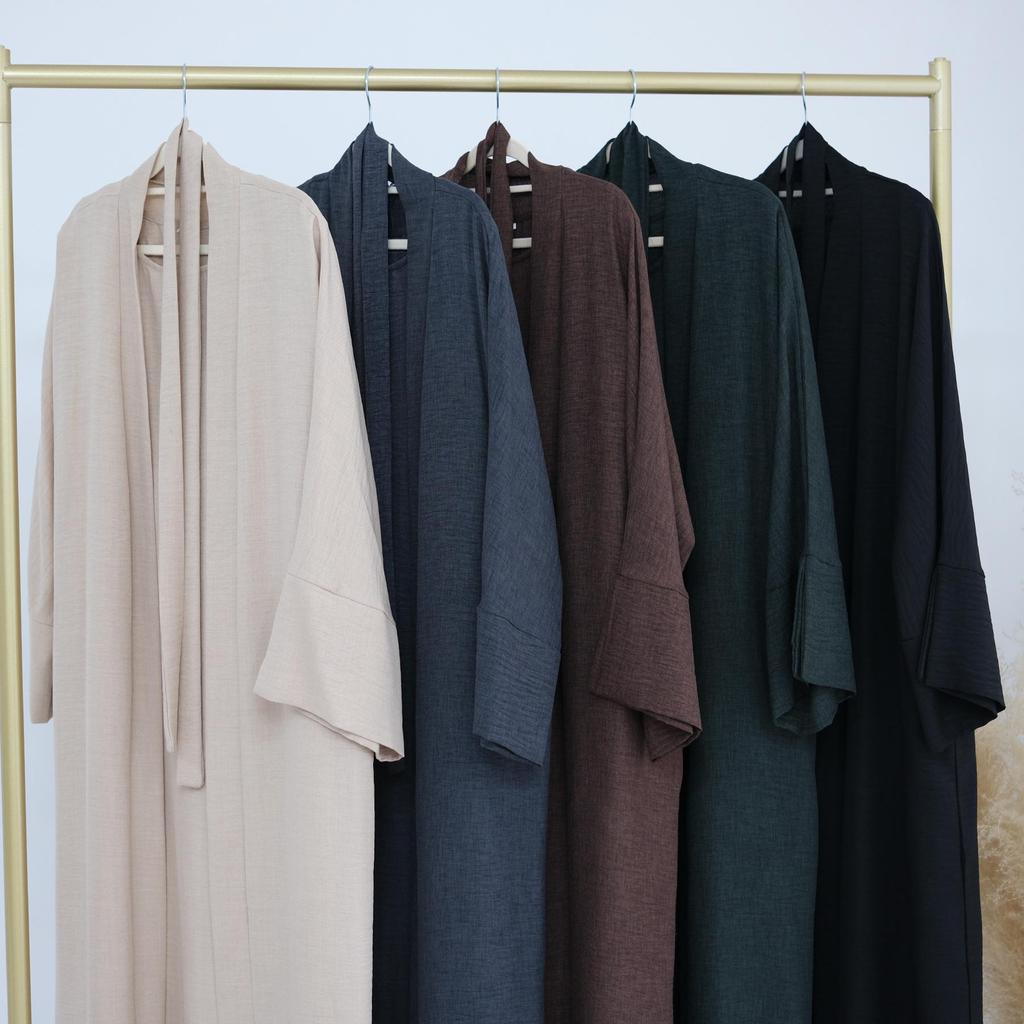 Loriya2024 Einfarbiges Zweiteiliges Kleid & Strickjacken-Robe, Dubai/Türkei Edition LR823