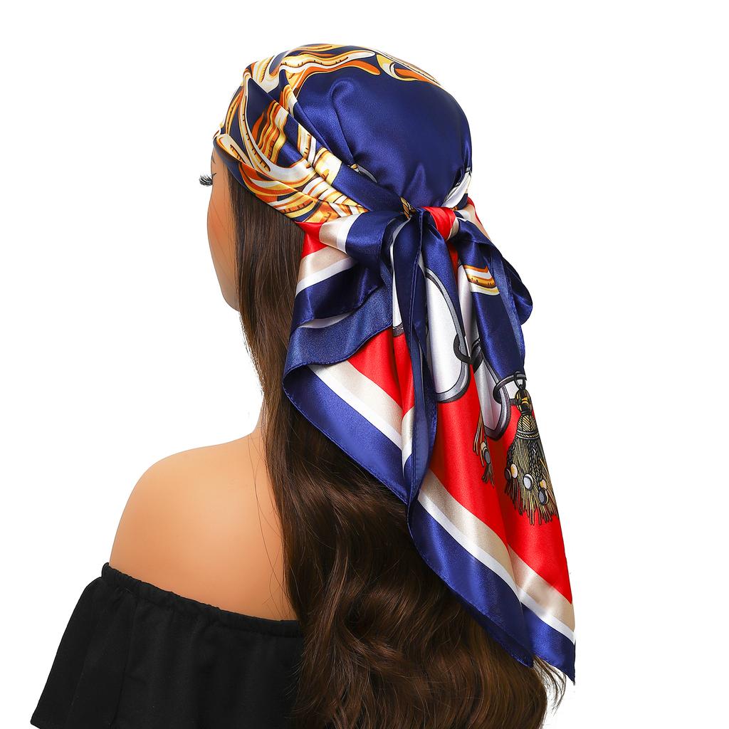 Silk Scarves Women Luxury Brand Summer Fashion Designer Head/Hair Scarf 90*90cm Hijab Bandana Cheveux Foulard Femme 90X90CM