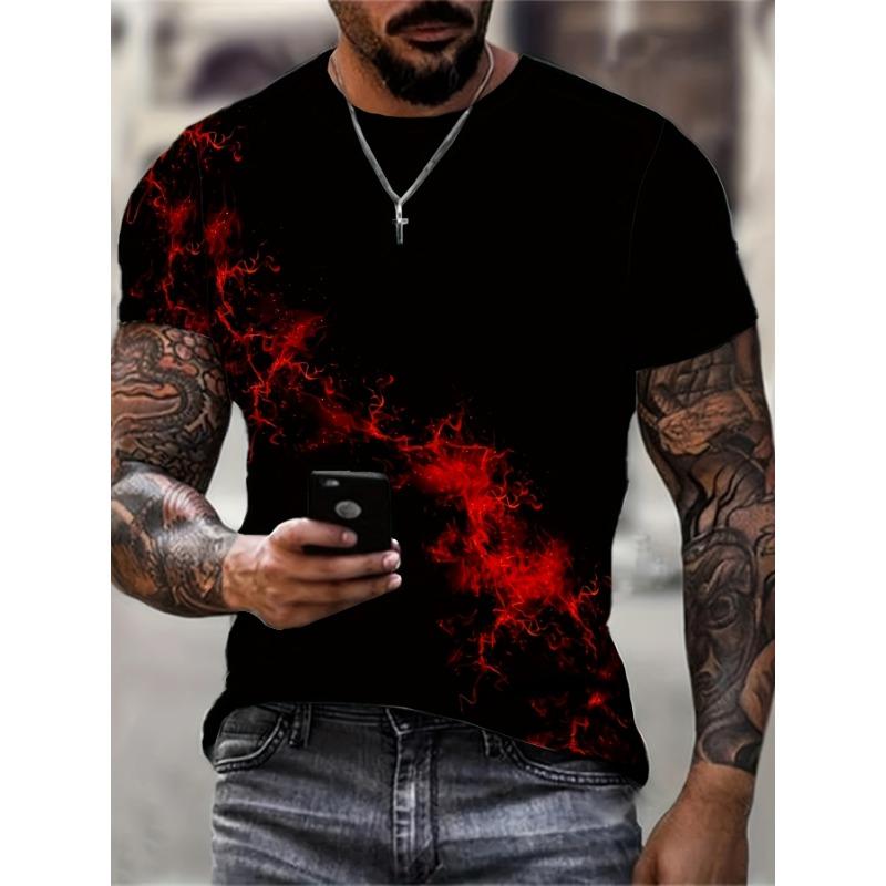 (Pearson selection) Men s 3D printed mixed color high-definition pattern T-shirt casual short sleeved men s summer top S