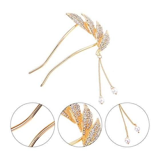 Didiseaon Pearl U-Shaped Hairpin Tassel Design Japanese Style Hair Accessory for Wedding and Anniversary