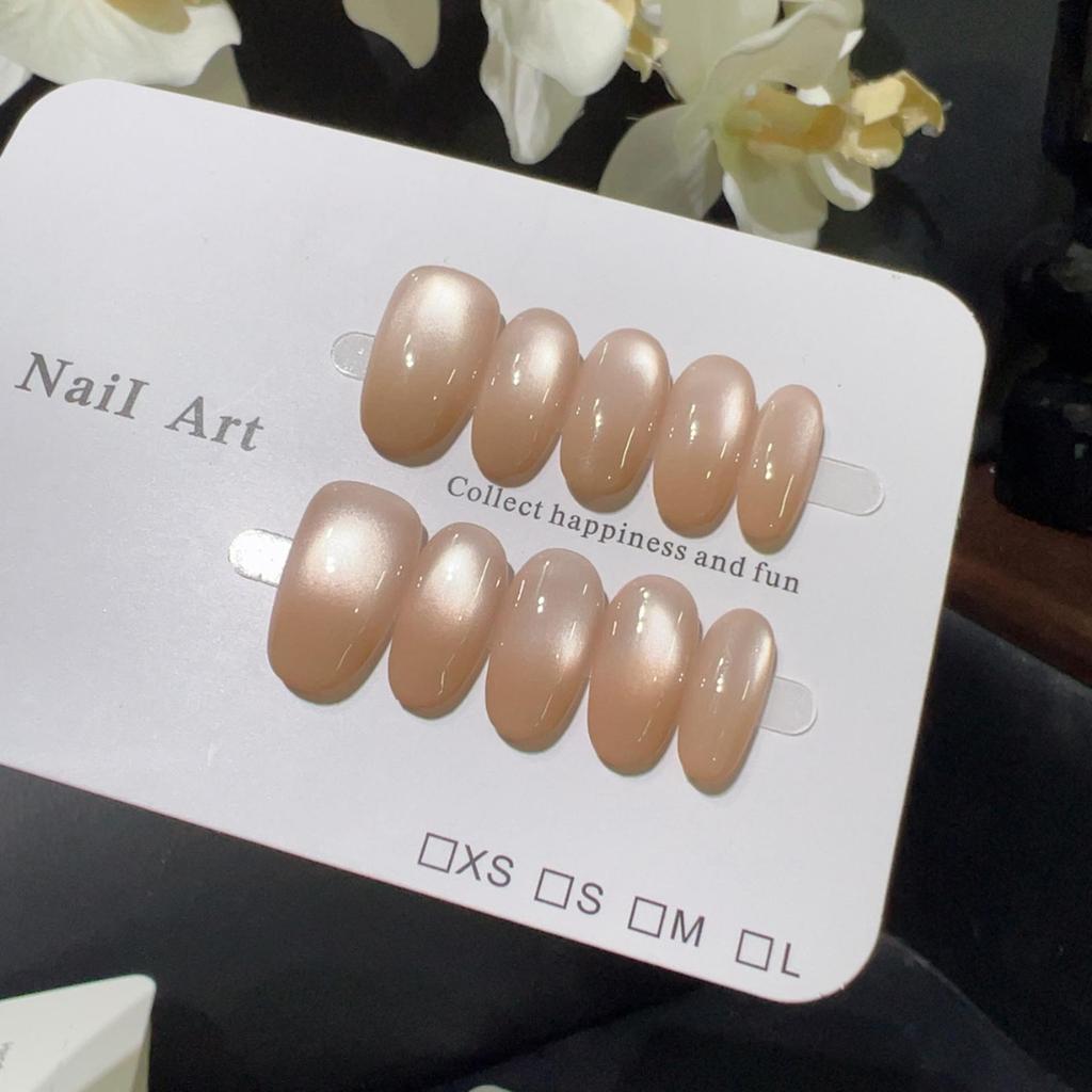 Hellbraune glasierte Fairy Cat Eye Nagelstreifen - Zartes Nude, Lang anhaltender Aufhellungseffekt