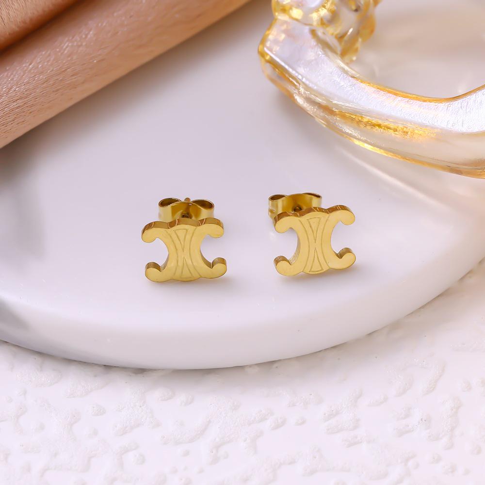 Niche Design French Retro Stone Splicing Arc De Triomphe Jewelry Set: Bracelet, Necklace, Earrings