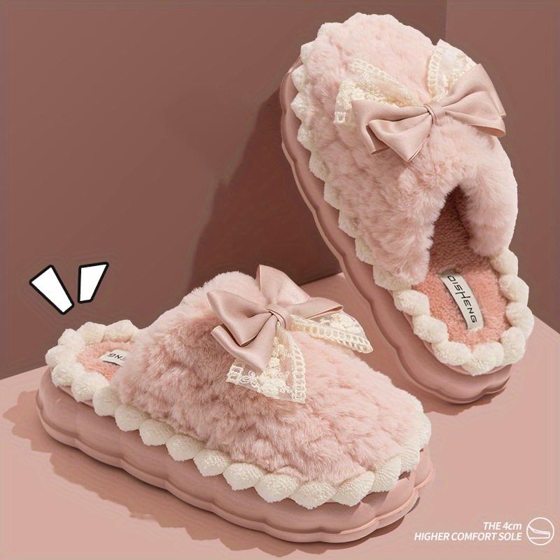 

Women s Plush Slip-On Moccasin House Shoes, Cozy Thick Plush Lining with Bow Accent & Soft Fabric Upper, Non-Slip Indoor/Outdoor Winter Slippers 40-41 рожевий