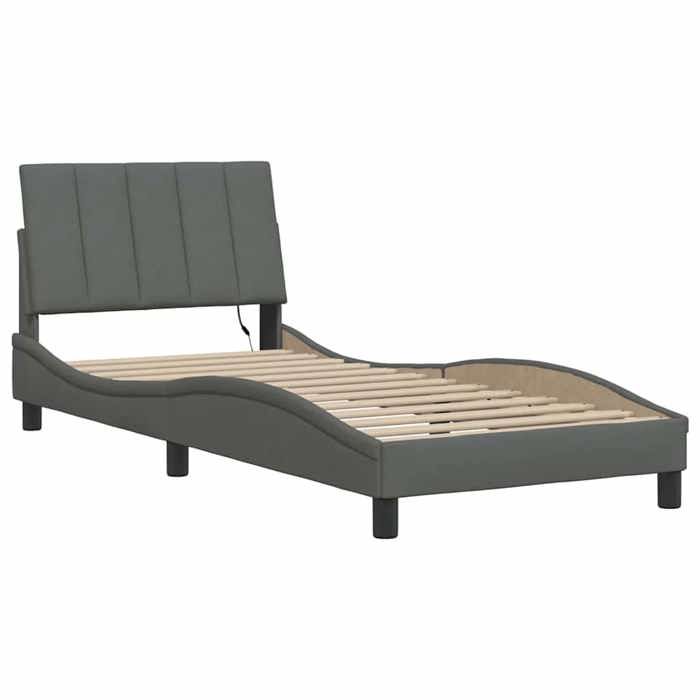 VidaXL Cadre de lit sans matelas gris foncé 90x200 cm tissu, lit, sommier, lit en tissu, meuble de chambre à coucher, lit 3310434