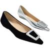 Fashion Women's Shoes Flats 2025 Spring Autumn New Fashion Pointed Shallow Cut Shoes Rhinestone Buckle Comfortable Low Heel Shoes Ladies