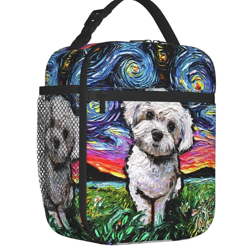 Night Saint Bernard Dog Lunch Bag Women Cooler Thermal Insulated Lunch Box for Kids School Children