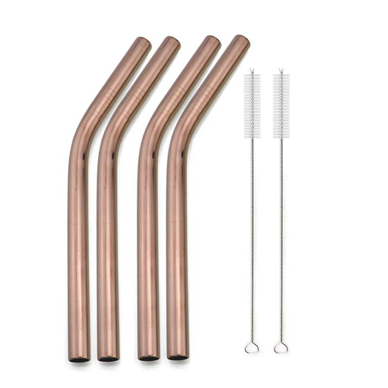Pailles à smoothie en acier inoxydable 304 de 12 mm de large, pailles réutilisables en métal pour milkshake Boba Bubble Tea, ensemble de pailles courbées