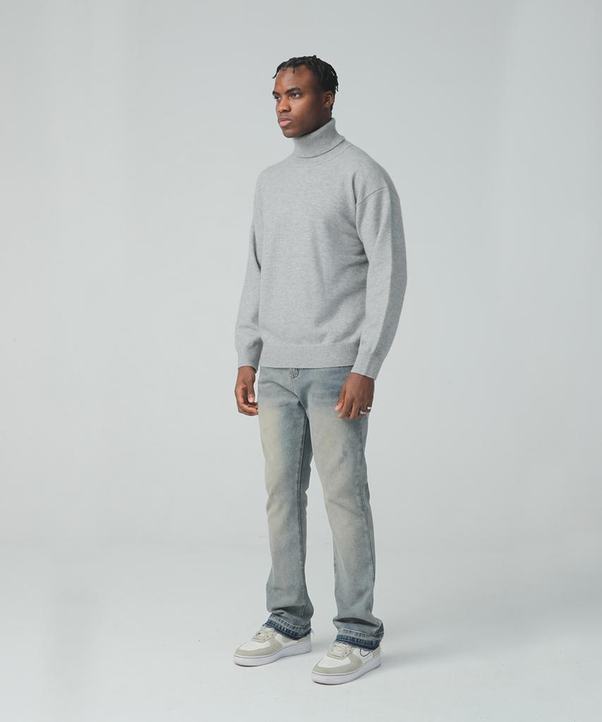 Beullumeol Pbt Wool Turtleneck Knit - Melange Gray