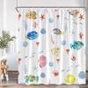Nautical Cartoon Shower Curtain Tropical Fish Starfish Shell Seaweed Coral Underwater Bathroom Decoration Polyester Bath Curtain