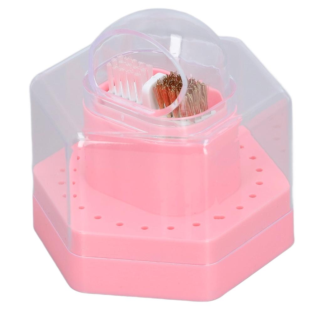24 Holes 2 in 1 Drill Bits Stand Display Storage Box Nail Drill Bits Cleaning Brush Case Multifunctional Nail Drill Bits Case for Manicure