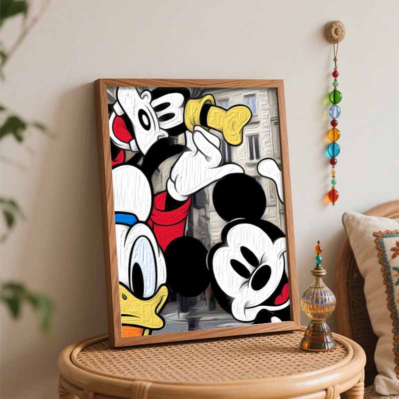 Disney Mickey Mouse Donald Duck digital oil painting diy coloring handpainted filling home decoration gift, classic anime wall art decor