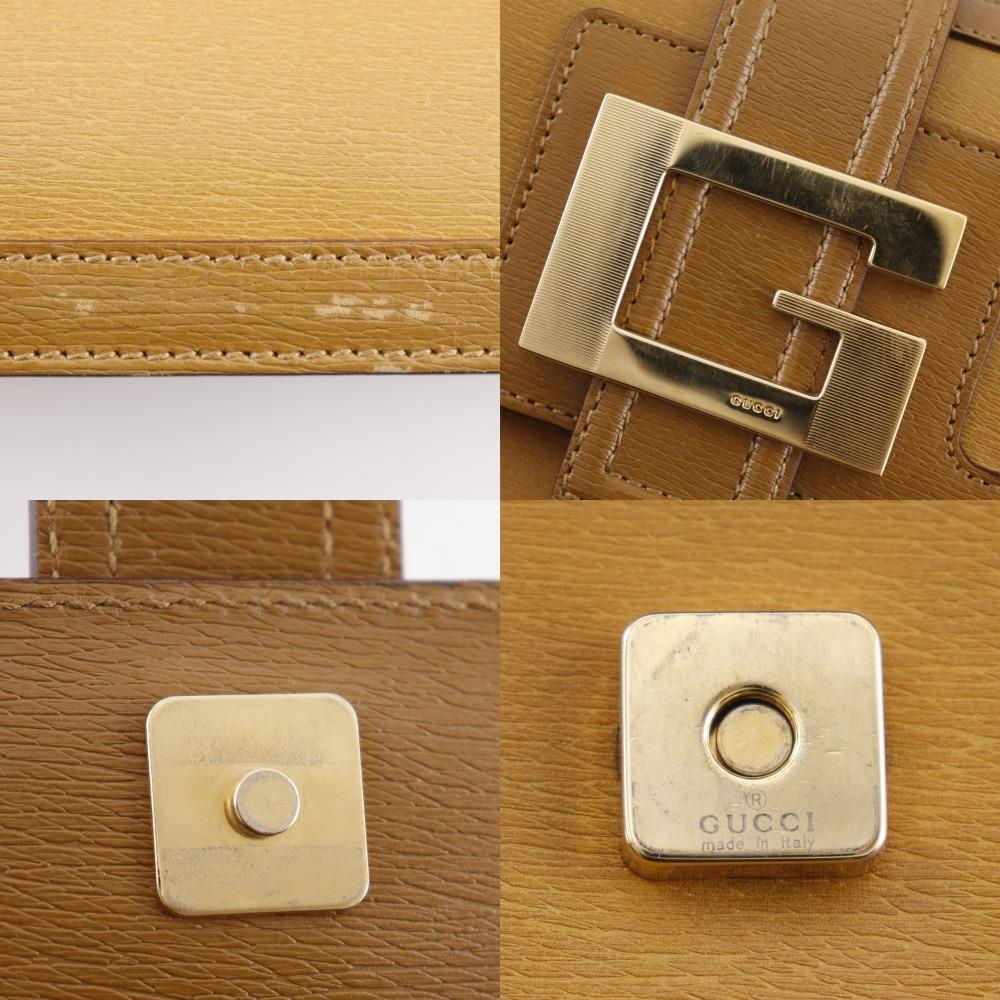 Gucci G Buckle Shoulder Bag 001.4140 Brown Calfskin Women Used