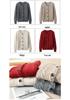 Women's Thickened Round Neck Cable Knit Cardigan - 100% Mercerized Wool, Autumn/Winter, Loose Fit