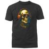 Skull Headphones Rock Music Skeleton Urban Casual Hip Hop Streetwear T-Shirt