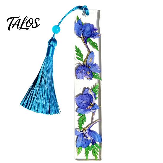 Marcador de Páginas Talos de Flor Real en Resina, Marcador de Página Seca de los 12 Meses, Marcador Prensado Hecho a Mano para Lectores, Regalo para Amantes de los Libros