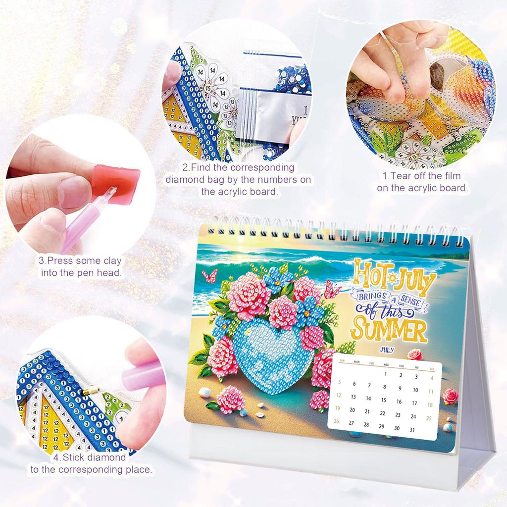 2026 New Cross-Border Calendar, 13 Sheets, Painting DIY Handmade Diamond Dotting, And Easy-to-Make Desk Calendar