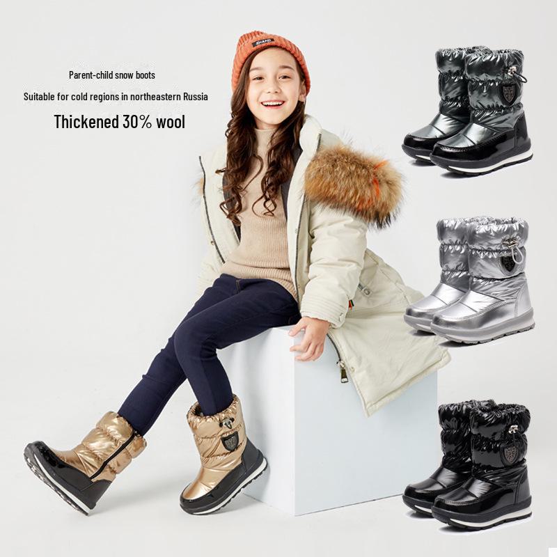T015 Unisex Winter Snow Boots: Thick Wool, Warm, Large-Size, Waterproof