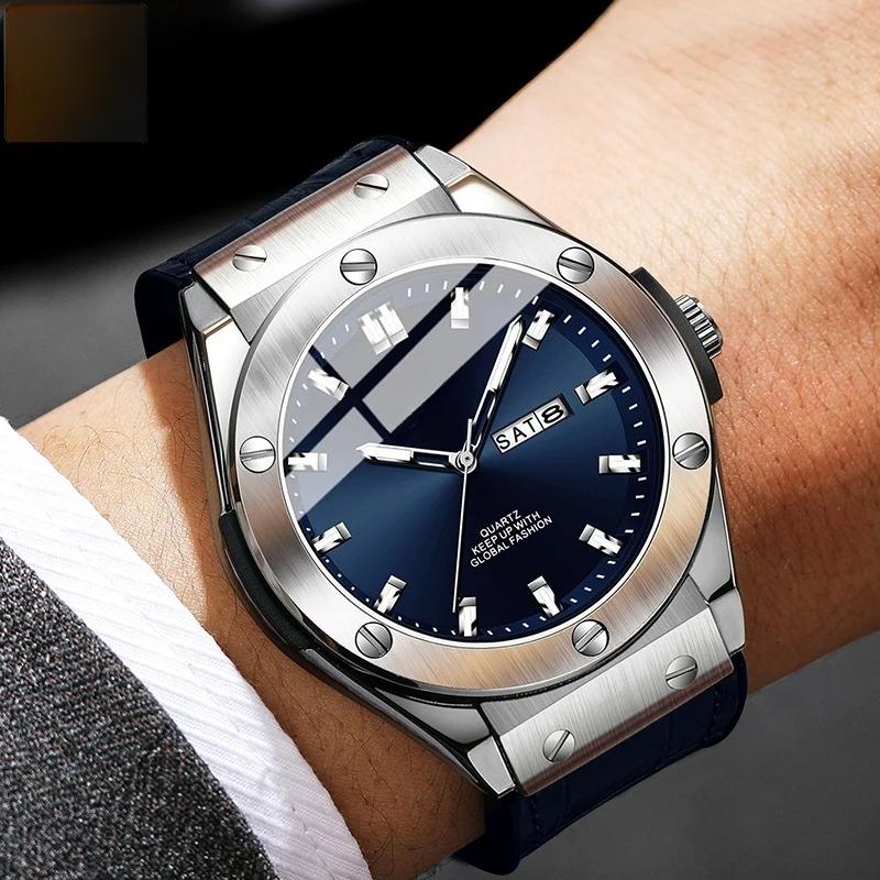 Business Watch Waterproof Luminous Date Calendar Function Men's Stainless Steel Quartz Wristatch
