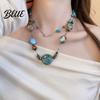 Choker Necklace Vintage Beaded with Colorful Stones Friendly To Stone