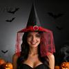 Lightweight Fabric Witch Hat Steeple Halloween Hat, with Lace Edge, Pointed Breathable Headwear, for Cosplay Party Costume Performance