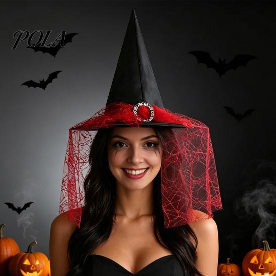 Lightweight Fabric Witch Hat Steeple Halloween Hat, with Lace Edge, Pointed Breathable Headwear, for Cosplay Party Costume Performance