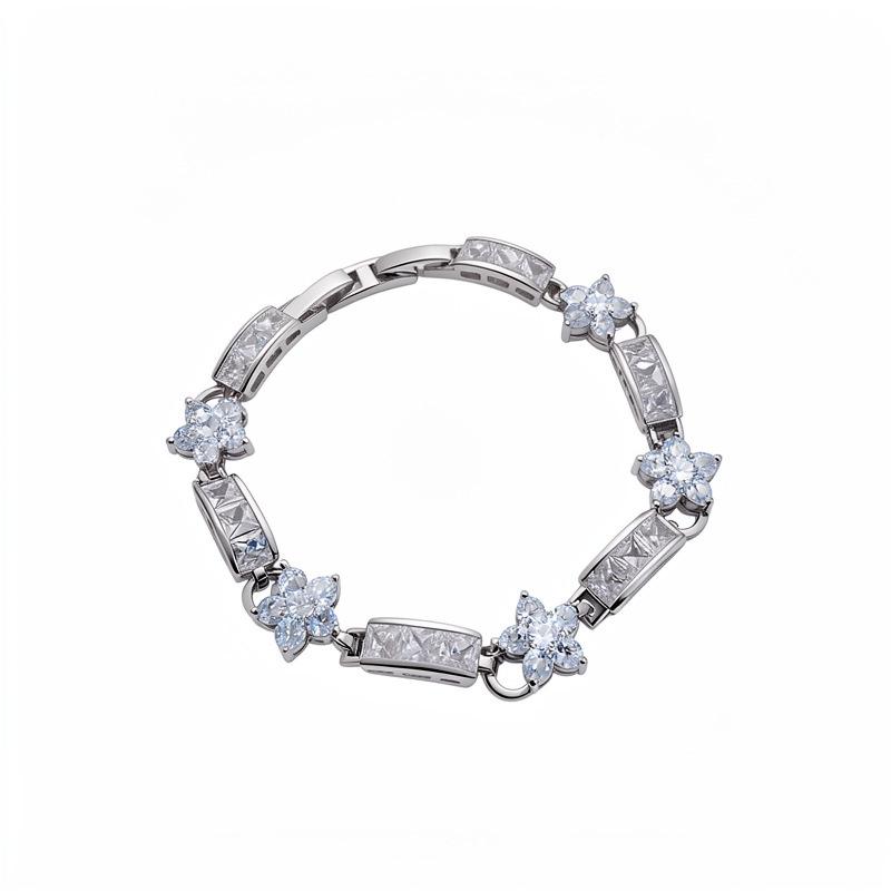 High-End Floral Zirconia Flower Clasp Bracelet - Elegant, Unique Design for Women