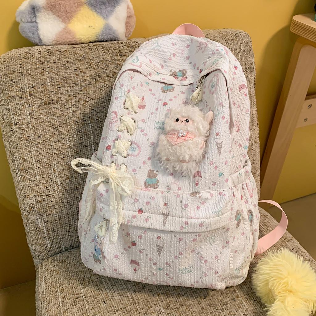 Schoolbag Mori Ins Simple Campus Ruiying Girl Schoolbag High Value Floral Small Fresh Junior High School Students Backpack