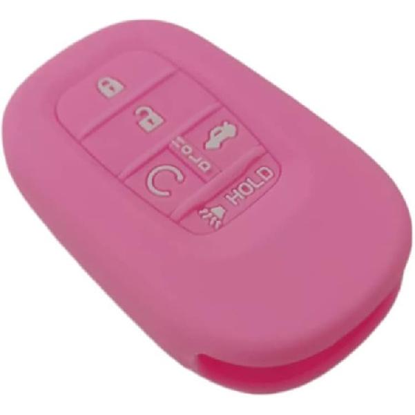 Silicone Rubber Key Fob Cover Compatible with (5 Buttons) -2025 Honda Accord Civic HR-V CR-V Pilot Sport SI EX EX-L Touring (Black Pink)