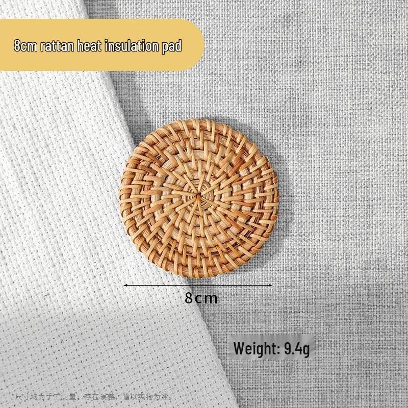 Rattan Heat-Resistant Trivet & Coaster Set: Anti-Scald Pot, Bowl, Plate, and Teapot Mats for Dining Tables