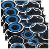 4/6/8pc Modern Abstract Placemat Set, Royal Blue Black Geometric Circle Linen Table Mats for Dining Table