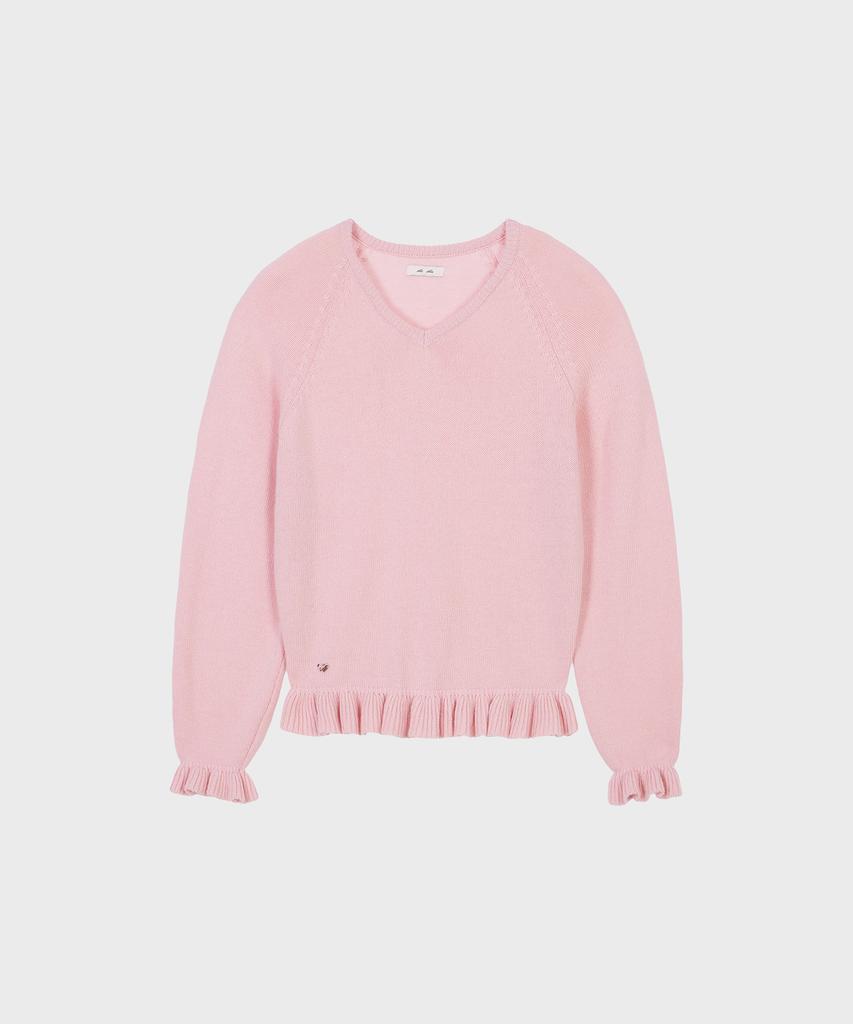 Alkialka V-Neck Frill Knit (Light Pink)