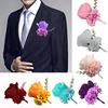1Pcs Jewelry Corsage Silk Flower Artificial Rose Boutonniere Prom Party Bridegroom Wedding