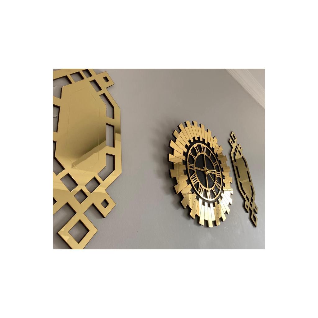 Decorative Wall Clock Set Of 3 40 Cm Stylish Roman Numeral Luxury Sun Clock 18 X 48 Cm Baklava Paintings