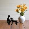 Man and Dog Statue Lover Friendship Figurine Minimalist Craft Collection Sculpture Ornament for