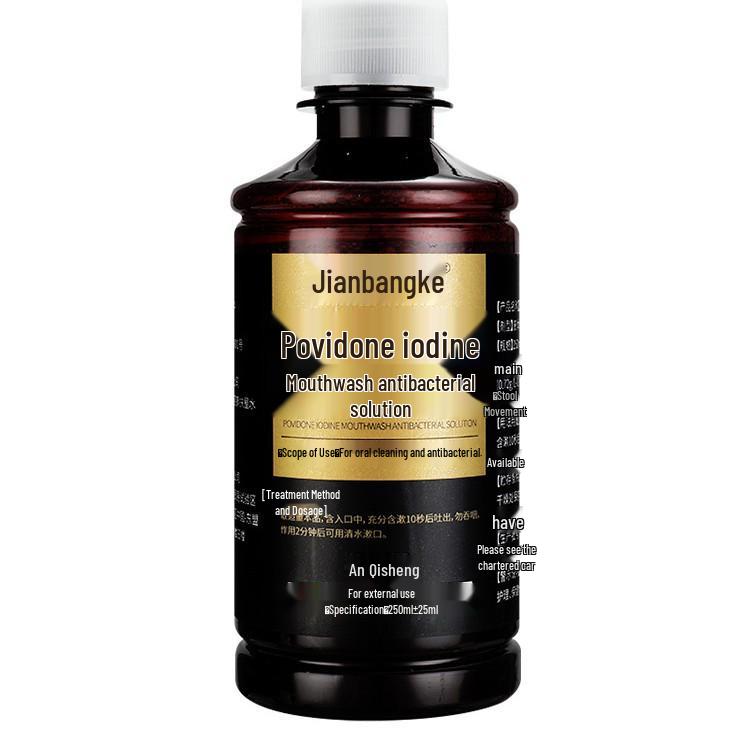 Povidone-Iodine Mouthwash: Antibacterial Solution for Oral Care, Disinfection, and Odor Removal, 250ml