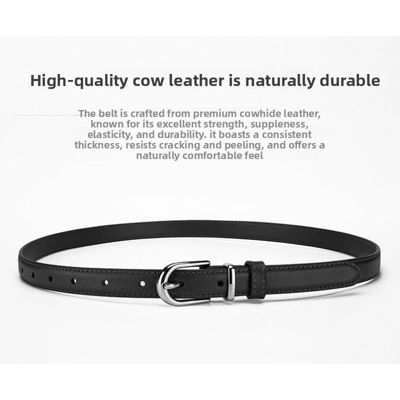 Mei Mary Belt, women's slim belt, ladies' minimalist narrow belt for women's jeans, genuine leather alloy pin buckle